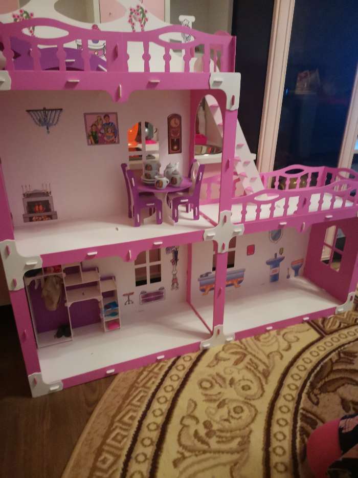 Фотография покупателя товара Домик для кукол «Дом Анна» с мебелью, бело-розовый - Фото 1
