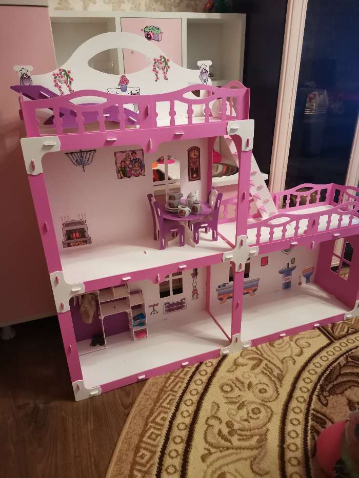 Фотография покупателя товара Домик для кукол «Дом Анна» с мебелью, бело-розовый - Фото 2