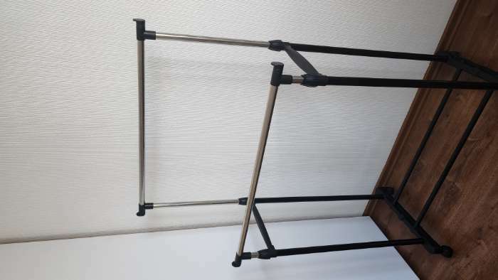 Фотография покупателя товара Вешалка напольная для одежды телескопическая Доляна, 2 перекладины 80×43×90(160) см, окрашенный металл - Фото 3