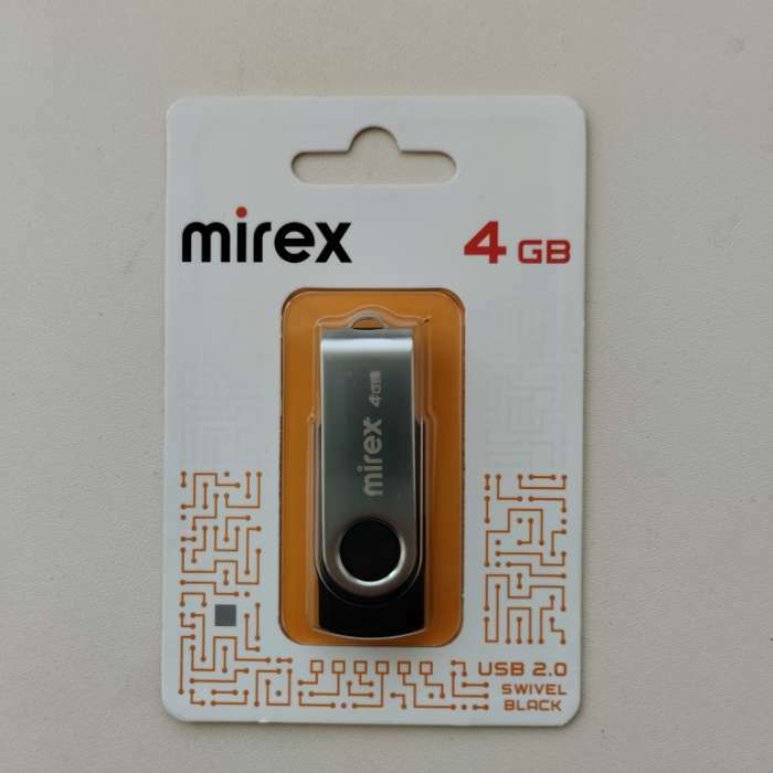 Фотография покупателя товара Флешка Mirex SWIVEL BLACK, 4 Гб, USB2.0, чт до 25 Мб/с, зап до 15 Мб/с, черная - Фото 1