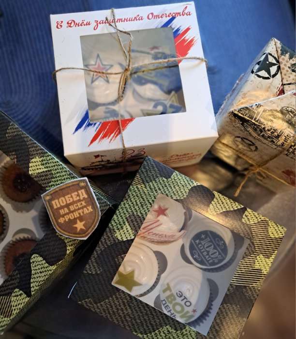 Фотография покупателя товара Коробка для 4 капкейков с окном, «Мужской», 16×16×10 см - Фото 11