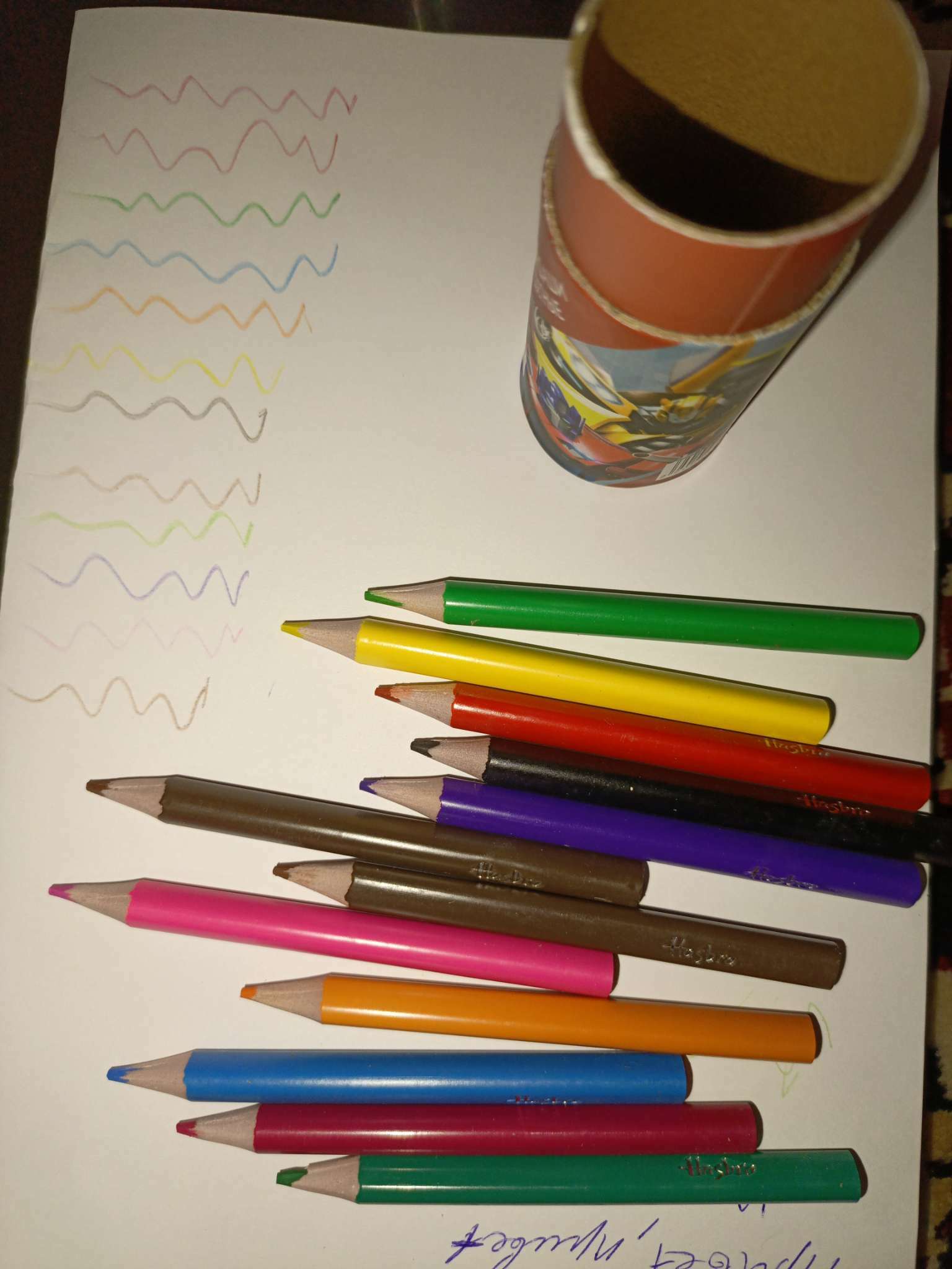Фотография покупателя товара Цветные карандаши в тубусе, 12 цветов, круглые, Трансформеры - Фото 3