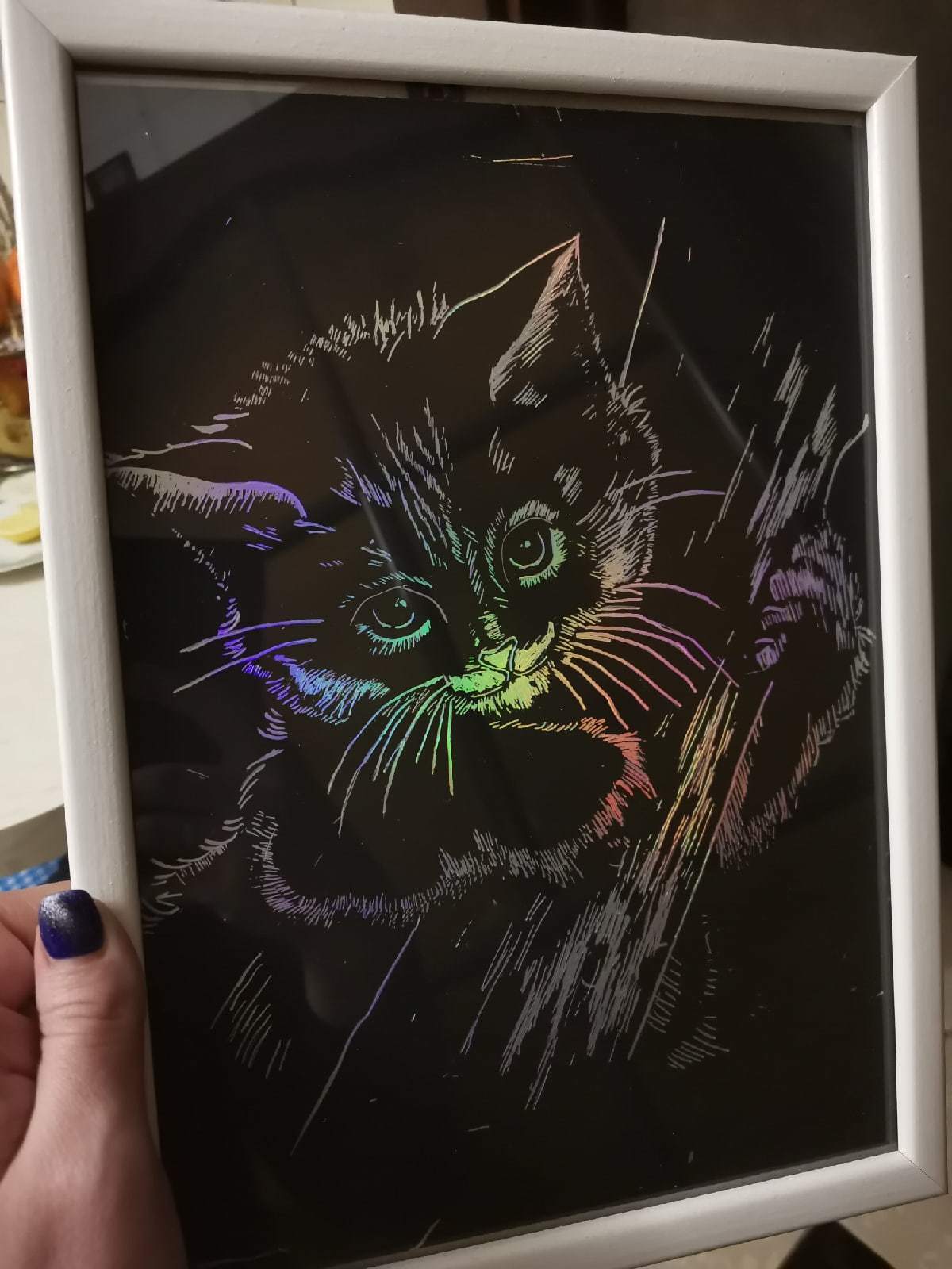 Фотография покупателя товара Гравюра «Котёнок» с металлическим эффектом «радуга» А4