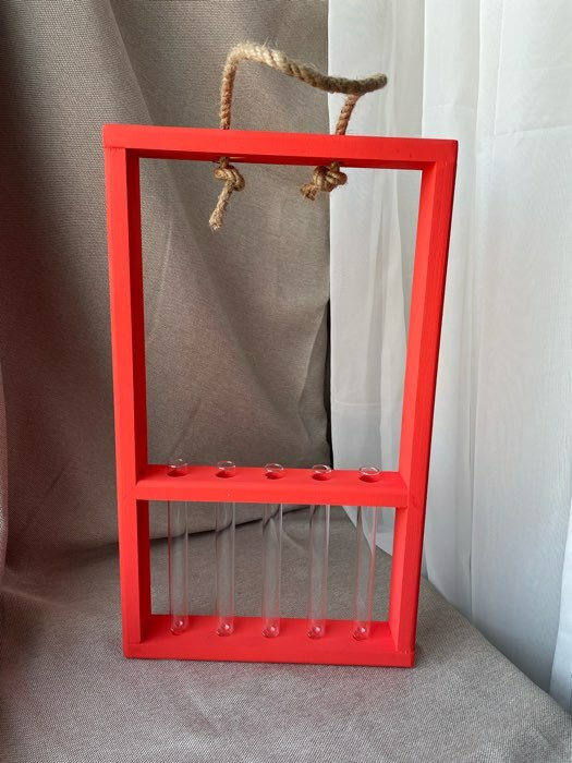 Фотография покупателя товара Кашпо деревянное 26×5×40 см с 5 колбами 15 см "Рамка Экстра Слим", красный Дарим Красиво
