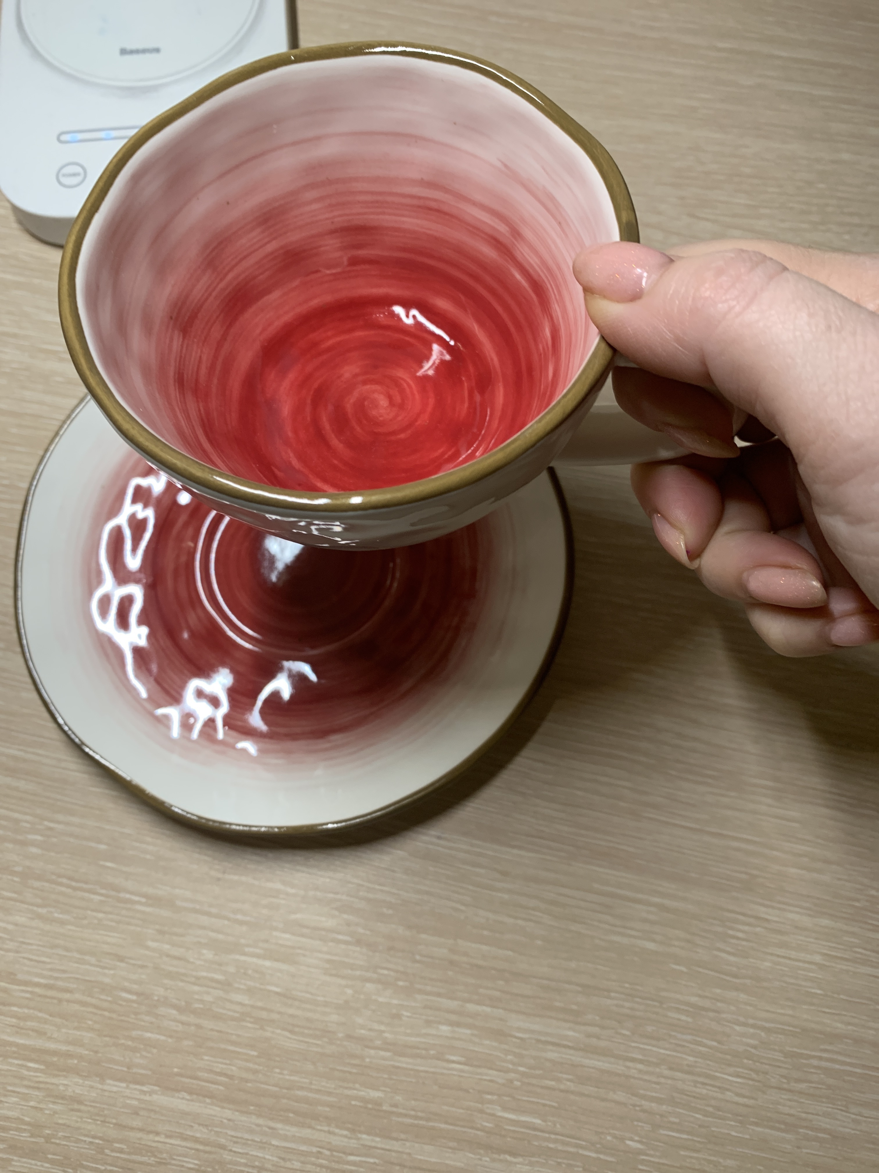 Фотография покупателя товара Чайная пара фарфоровая Доляна «Космос», 2 предмета: чашка 250 мл, блюдце d=16 см, цвет красный - Фото 9