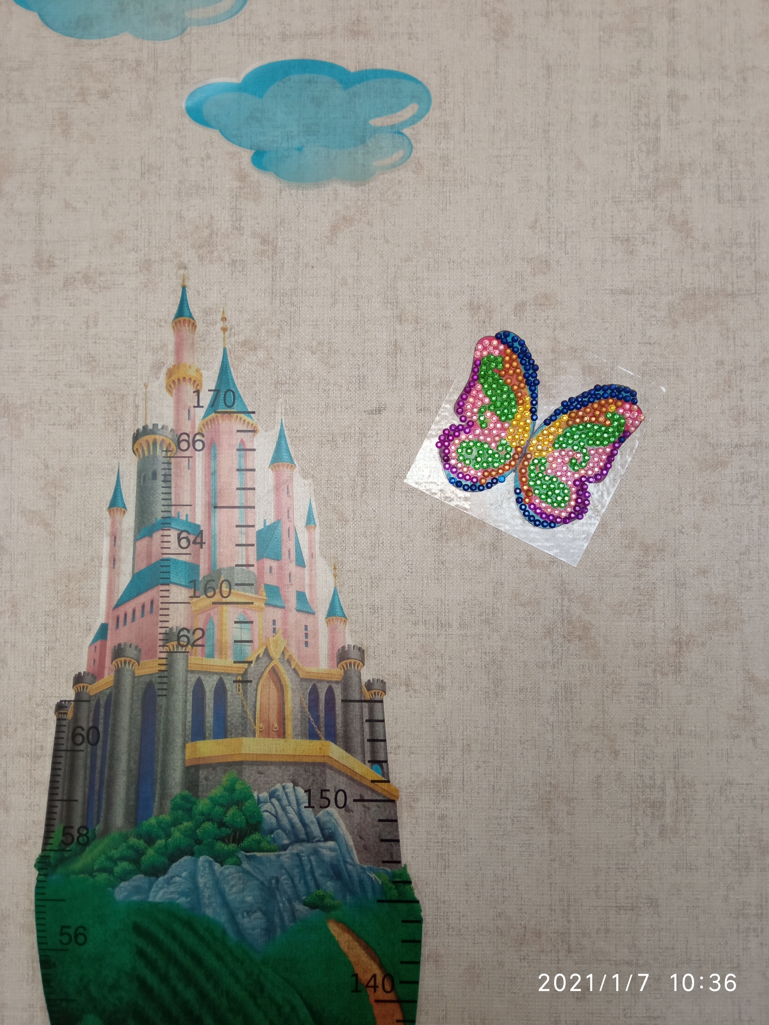 Фотография покупателя товара Алмазная мозаика наклейка для детей «Бабочка», 10 х 10 см. Набор для творчества - Фото 2
