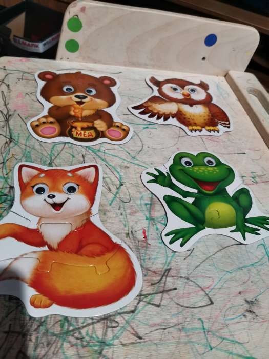 Фотография покупателя товара Макси - пазлы с глазками «Лесные животные», 4 пазла, 13 деталей - Фото 1