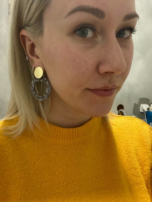 Фотография покупателя товара Серьги пластик «Леди» акварель, цветные в золоте - Фото 1