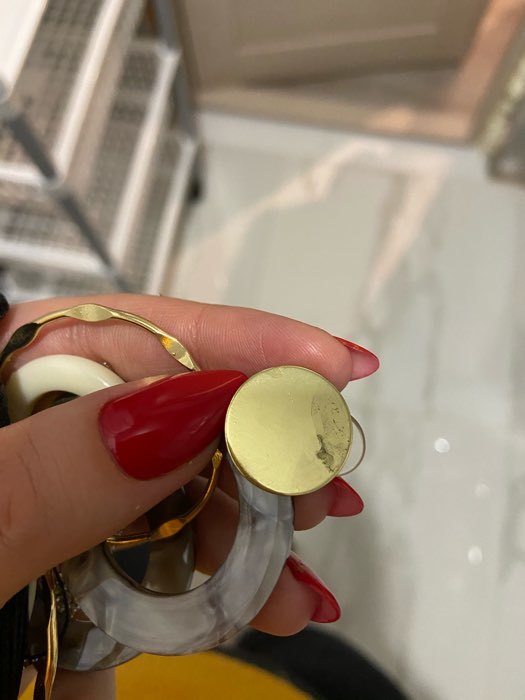 Фотография покупателя товара Серьги пластик «Леди» акварель, цветные в золоте - Фото 2