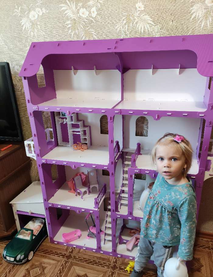 Фотография покупателя товара Дом для кукол «Коттедж Александра», цвет бело-сиреневый, с мебелью - Фото 2