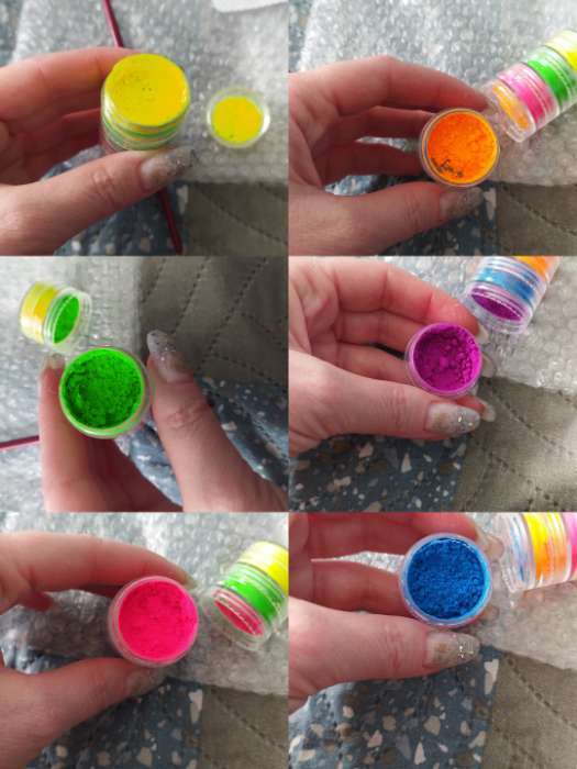 Фотография покупателя товара Пигмент для ногтей, набор 6 баночек, 3 гр, разноцветный - Фото 2