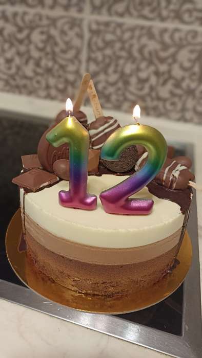 Фотография покупателя товара Свеча в торт "Черный мрамор", цифра "3", 5,5 см - Фото 6