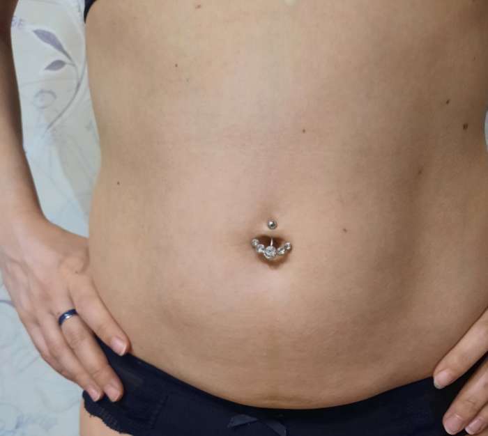 Фотография покупателя товара Пирсинг в пупок «Банан» дорожка, белый в серебре - Фото 1