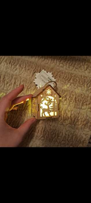 Фотография покупателя товара Ёлочная игрушка «Домик с оленем», от батареек, свечение тёплое белое