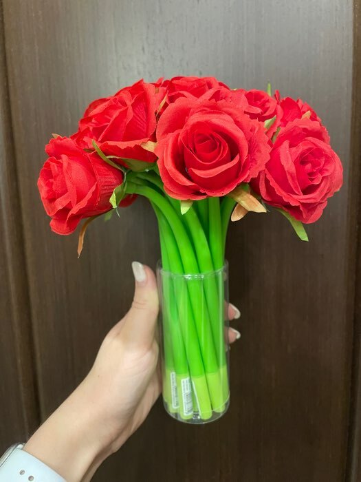 Фотография покупателя товара Ручка цветок, гелевая "Роза", прикол (штрихкод на штуке)