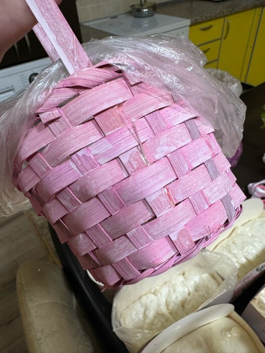 Фотография покупателя товара Корзина плетеная бамбук, D13xH9,5/28см, светло-розовая - Фото 3
