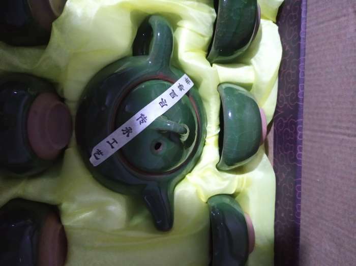 Фотография покупателя товара Набор для чайной церемонии «Лунный камень», 7 предметов: 6 пиал 50 мл, чайник 150 мл, керамика, серый - Фото 2