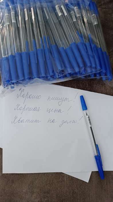Фотография покупателя товара Ручка шариковая 0,7 мм, стержень синий, корпус прозрачный с синим колпачком - Фото 1