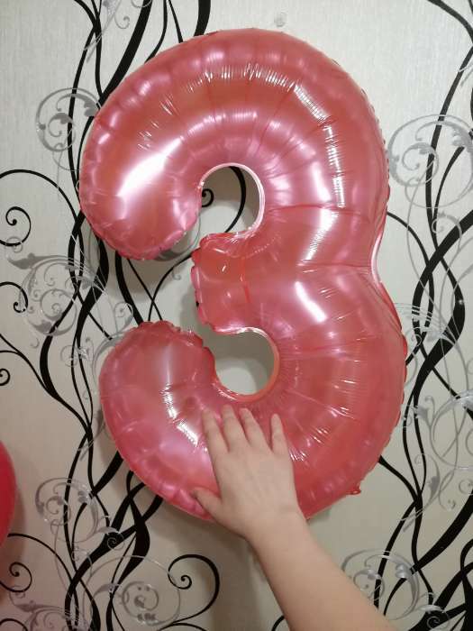 Фотография покупателя товара Шар фольгированный 32" «Цифра 4», цвет прозрачно-розовый - Фото 1