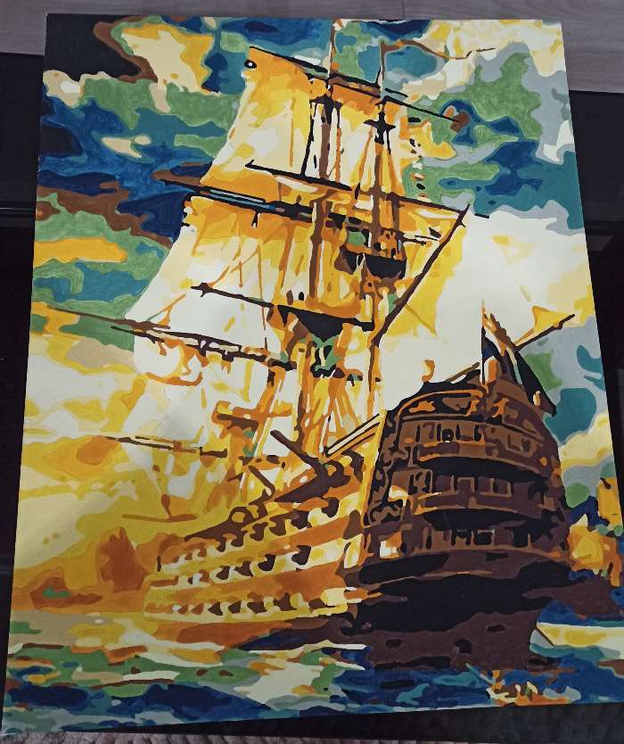 Фотография покупателя товара Картина по номерам на холсте с подрамником «Корабль в океане», 40 х 50 см - Фото 2