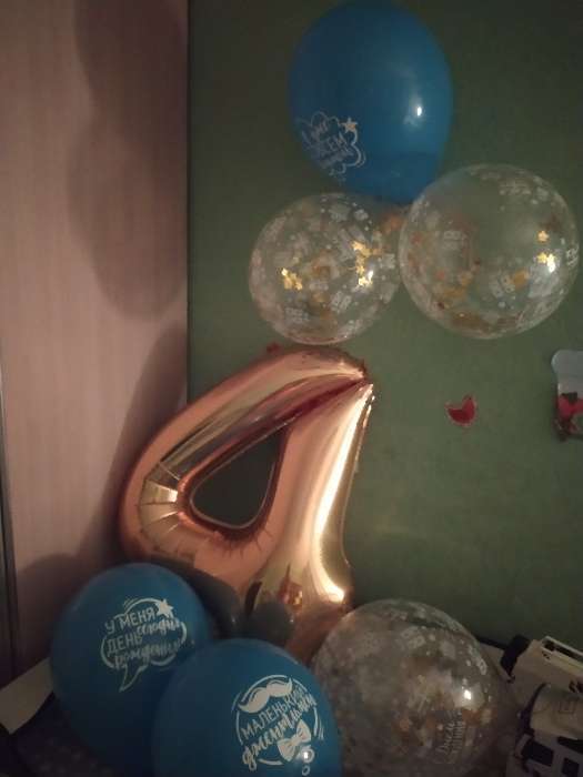 Фотография покупателя товара Воздушные шары с конфетти 12" "С днем рождения", набор 5 шт,  золото