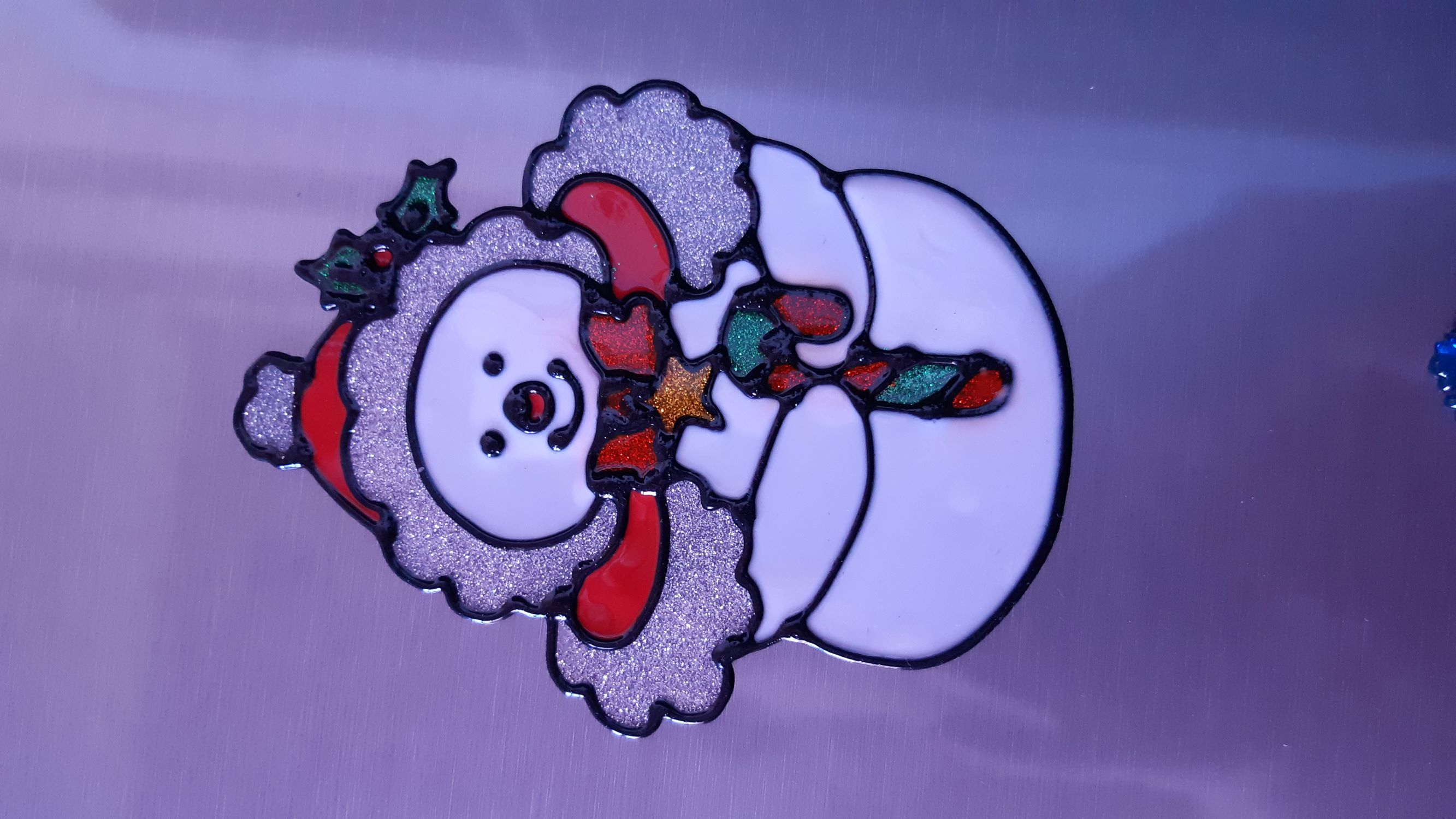Фотография покупателя товара Наклейка на стекло "Снеговик с метлой" 15,5х12 см - Фото 4