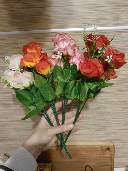 Фотография покупателя товара Букет "Пушистые розы" 26 см, микс - Фото 3