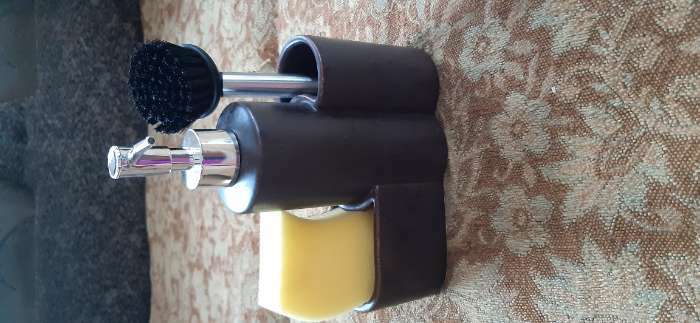 Фотография покупателя товара Дозатор для моющего средства с подставкой для губки и щётки «Минимал», 350 мл, цвет тёмно-коричневый - Фото 1