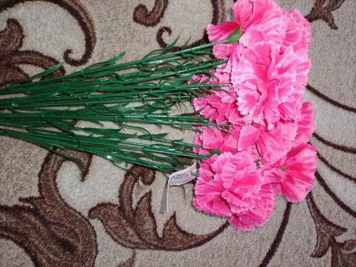 Фотография покупателя товара Цветы искусственные «Гвоздика красная», h=46 см, d=8 см - Фото 1