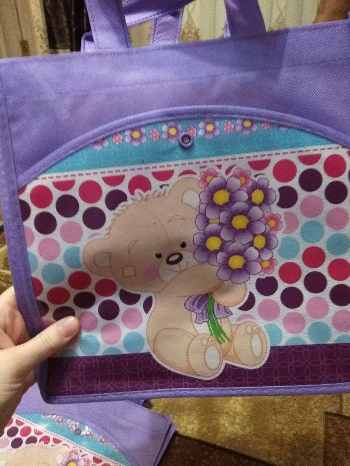 Фотография покупателя товара Сумка детская на кнопке, 1 отдел, наружный карман, цвет фиолетовый - Фото 4