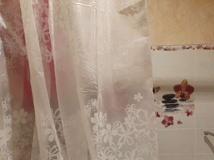 Фотография покупателя товара Штора для ванной Доляна «Ажур», 180×180 см, EVA, цвет белый - Фото 6