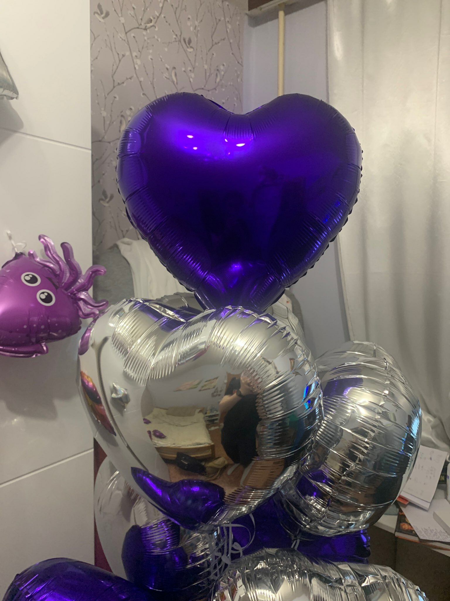 Фотография покупателя товара Шар фольгированный 18" «Сердце», цвет фиолетовый - Фото 1