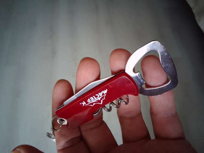 Фотография покупателя товара Нож многофункциональный "Подручный" 3в1, рукоять красная - Фото 3
