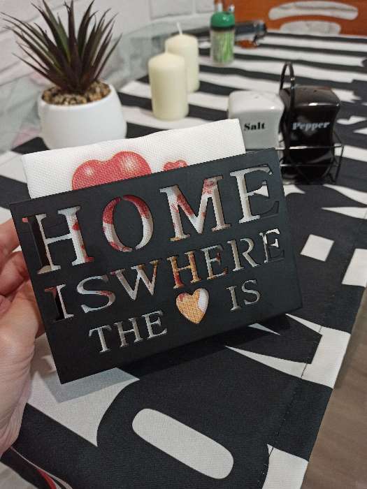 Фотография покупателя товара Салфетница Доляна «Дом здесь», 15×4×10 см, цвет чёрный