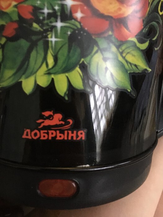 Фотография покупателя товара Чайник электрический "Добрыня" DO-1215, металл, 2 л, 2200 Вт, черный с цветами - Фото 2