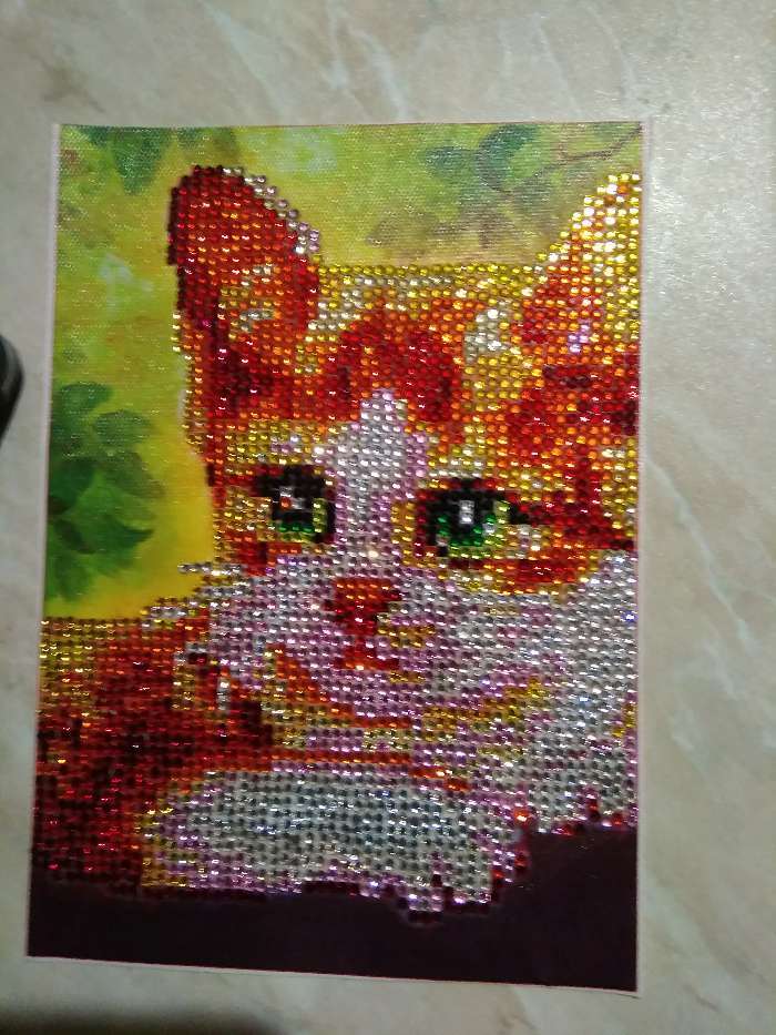Фотография покупателя товара Алмазная мозаика с частичным заполнением на холсте «Котёнок», 15 х 21 см - Фото 1