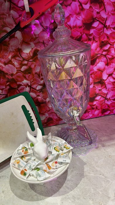 Фотография покупателя товара Диспенсер для напитков стеклянный «Сияние», 3 л, 17×48 см, цвет перламутровый - Фото 1