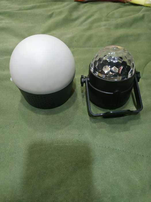 Фотография покупателя товара Световой прибор «Хрустальный шар» 10 см, динамик, AUX, свечение RGB, 220 В - Фото 3