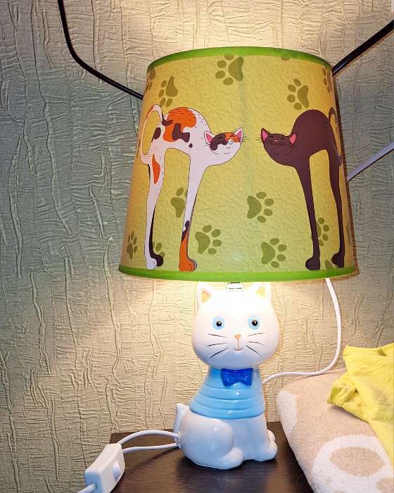 Фотография покупателя товара Настольная лампа "Котенок" Е14 15Вт белый  20х20х32 см RISALUX - Фото 1