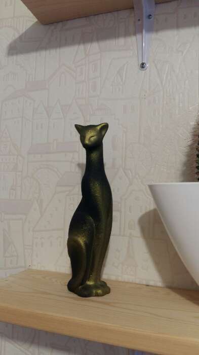 Фотография покупателя товара Фигура "Кошка Багира голова влево" черная/золото 5х5х20см - Фото 1