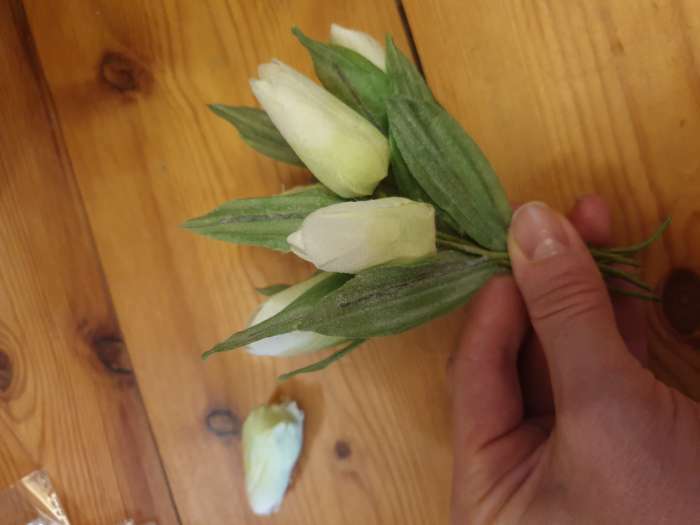 Фотография покупателя товара Цветы для декорирования "Заснеженные белые тюльпаны" 1 букет=6 цветов 14 см - Фото 2
