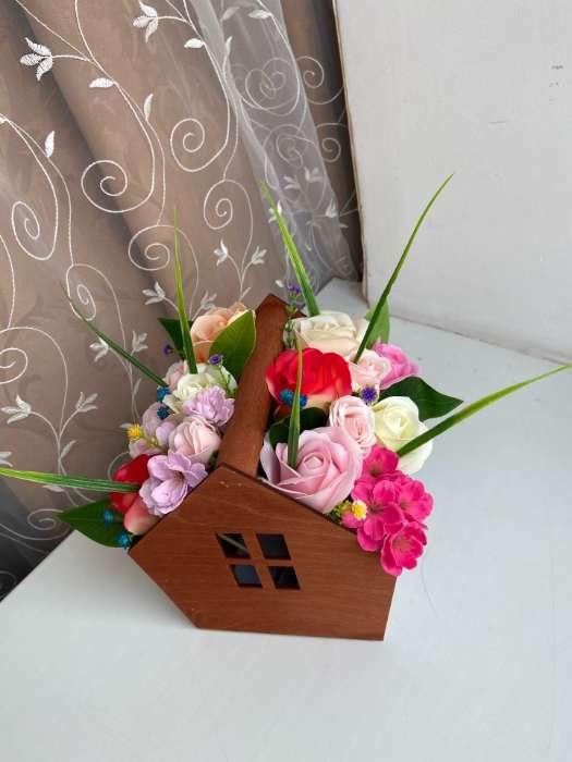 Фотография покупателя товара Деревянный ящик‒домик серо‒розовый, 15 × 16.5 × 18.5 см - Фото 4