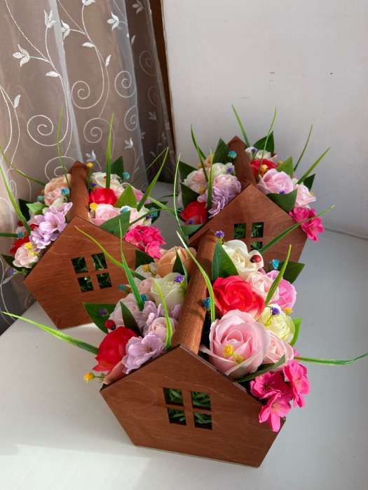 Фотография покупателя товара Деревянный ящик‒домик серо‒розовый, 15 × 16.5 × 18.5 см - Фото 5