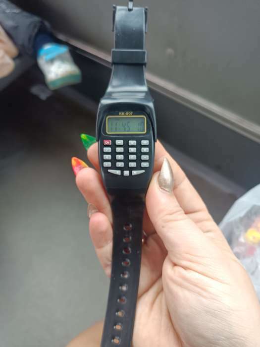 Фотография покупателя товара Часы наручные электронные детские, с калькулятором, ремешок силикон, l-21 см, черные