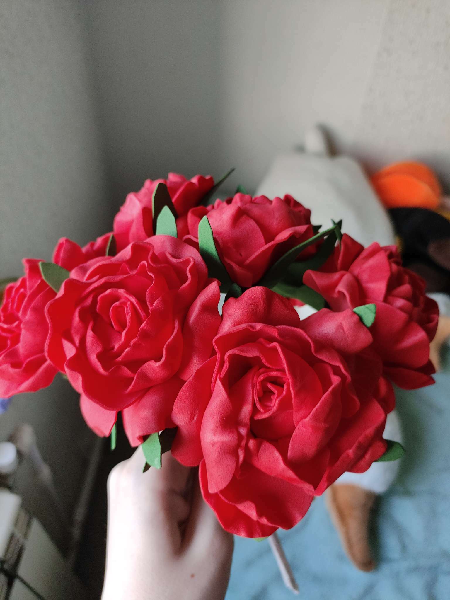 Фотография покупателя товара Букет "Объёмный цветок" 7 цветков, красный - Фото 1