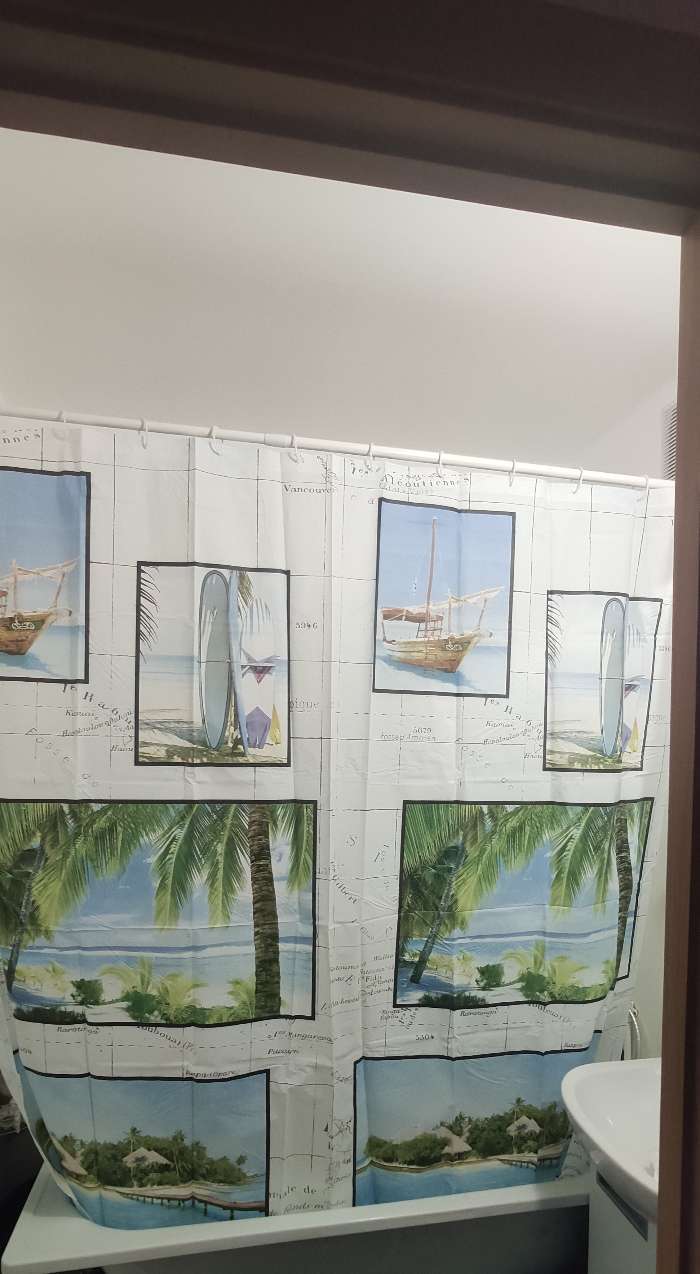 Фотография покупателя товара Штора для ванны Доляна «Пляж», 180×180 см, EVA - Фото 1