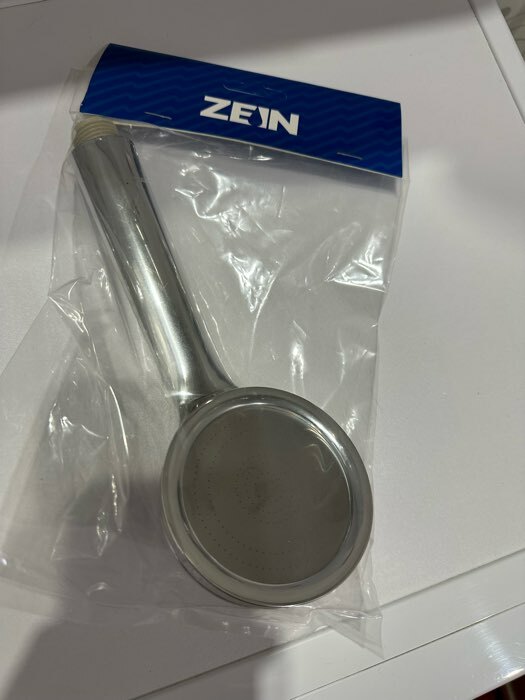 Фотография покупателя товара Лейка для душа ZEIN Z3185, 1 режим, пластик/нержавеющая сталь, хром - Фото 3