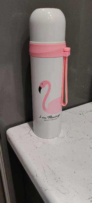 Фотография покупателя товара Термос, 500 мл, Гильза "Фламинго", с кружкой, сохраняет тепло 12 ч, 6.5 х 24 см, микс