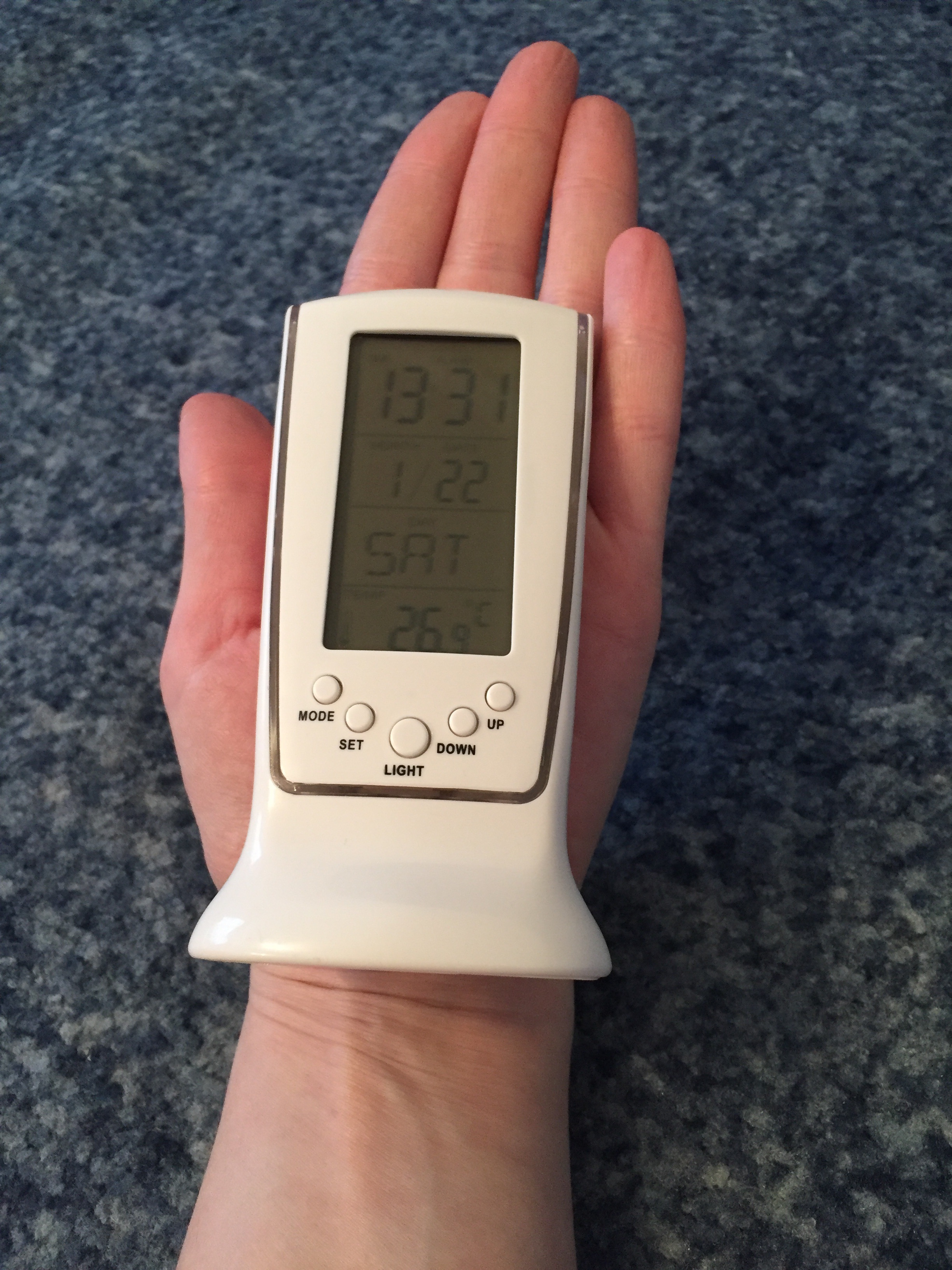 Фотография покупателя товара Будильник Luazon LB-02 "Обелиск", часы, дата, температура, подсветка, белый - Фото 3