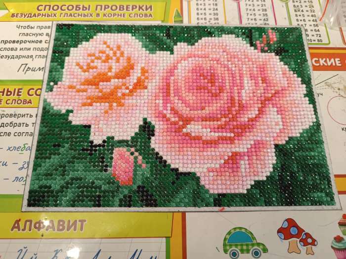 Фотография покупателя товара Алмазная мозаика с полным заполнением «Розы на кусте» 15х21 см, на холсте - Фото 2